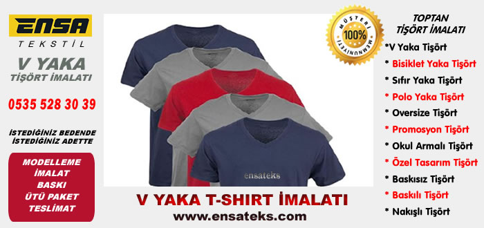 V Yaka Tişört İmalatı